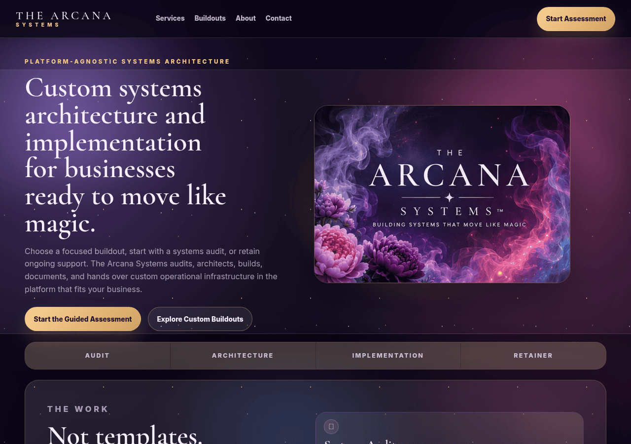 Screenshot of thearcanasystems.com