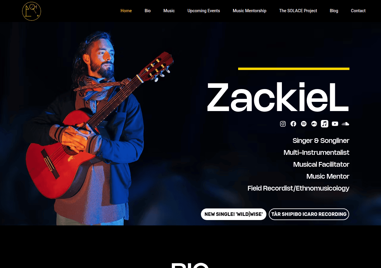 Screenshot of zackielmusic.com