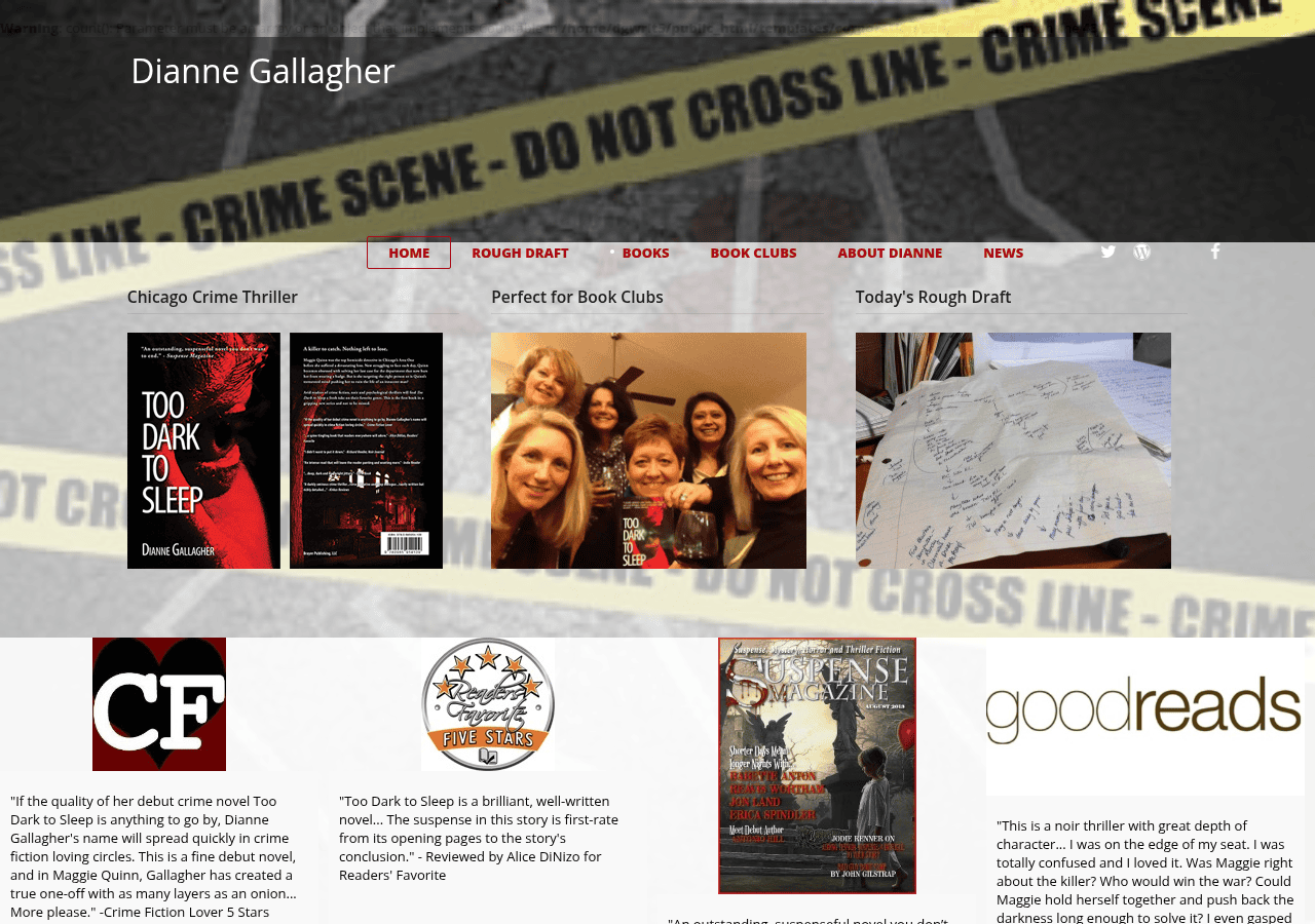 Screenshot of diannegallagher.net