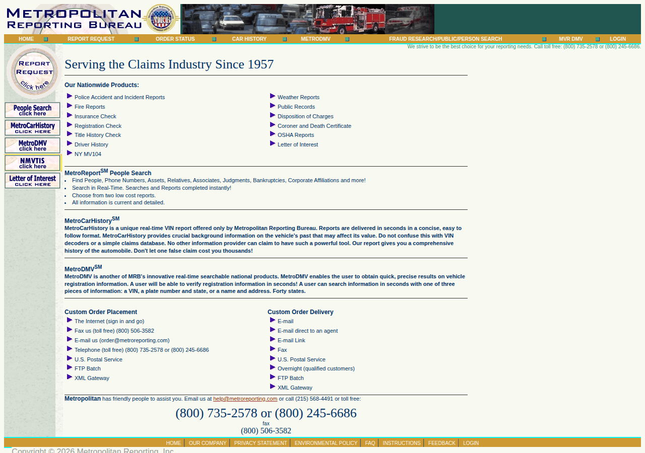 Screenshot of metroreporting.com