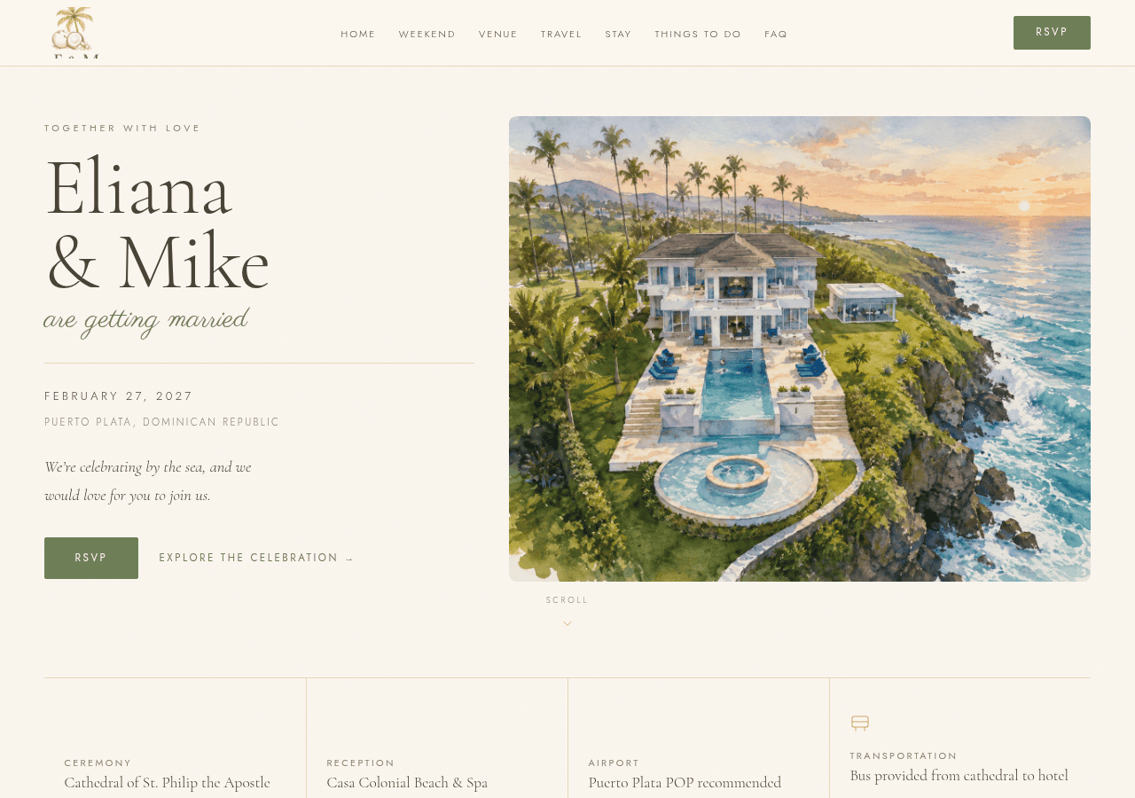 Screenshot of elianaandmike.com