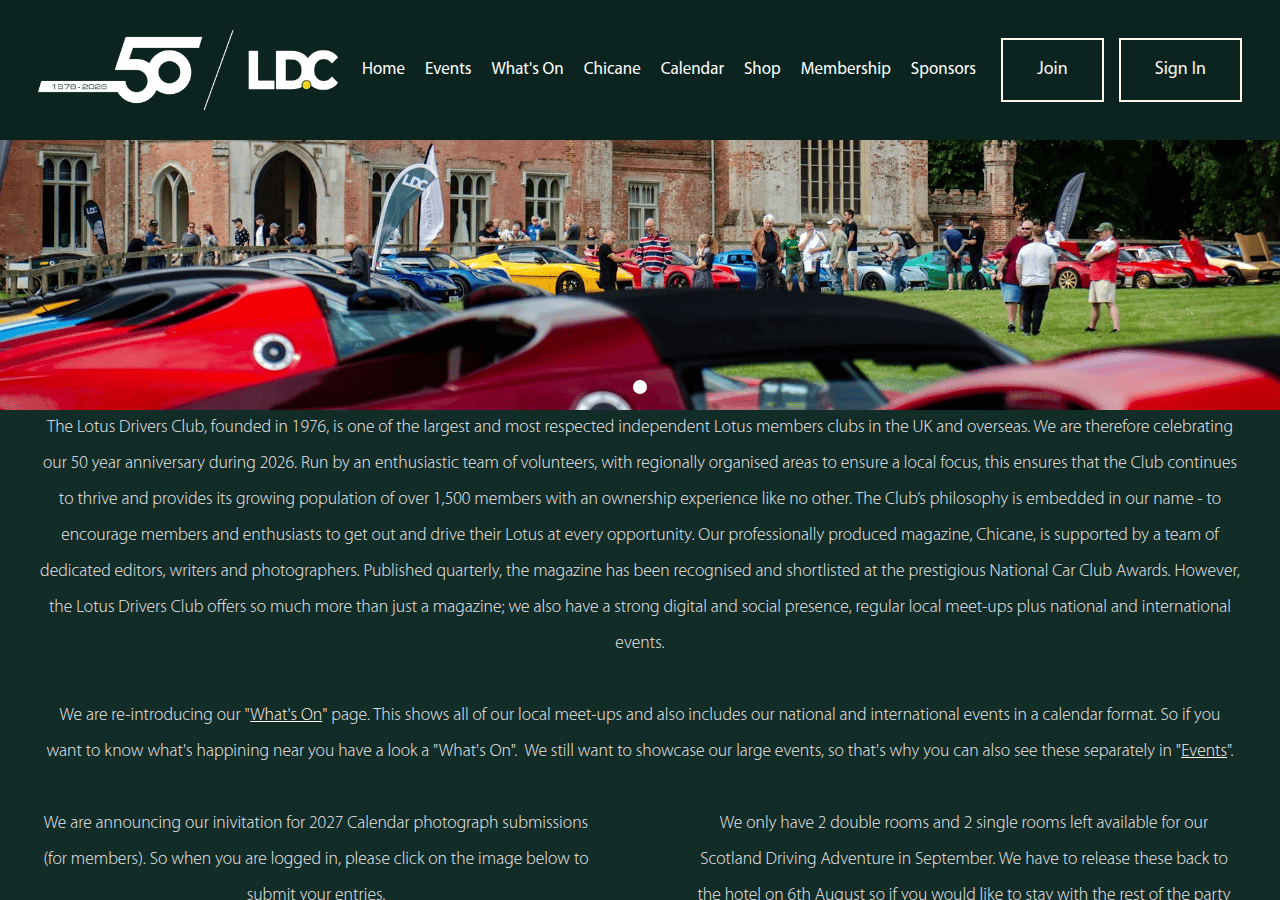 Screenshot of lotusdriversclub.org.uk