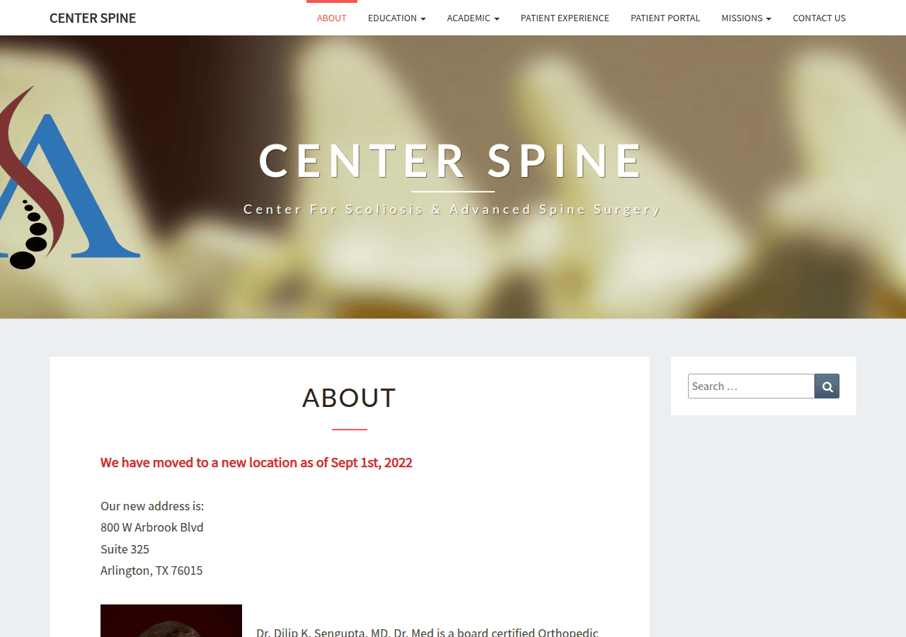 Screenshot of centerspine.com
