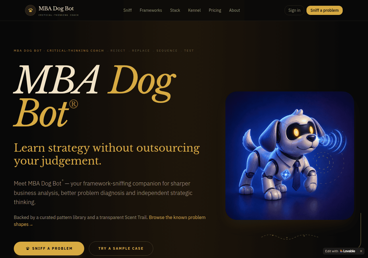 Screenshot of mbadogbot.com