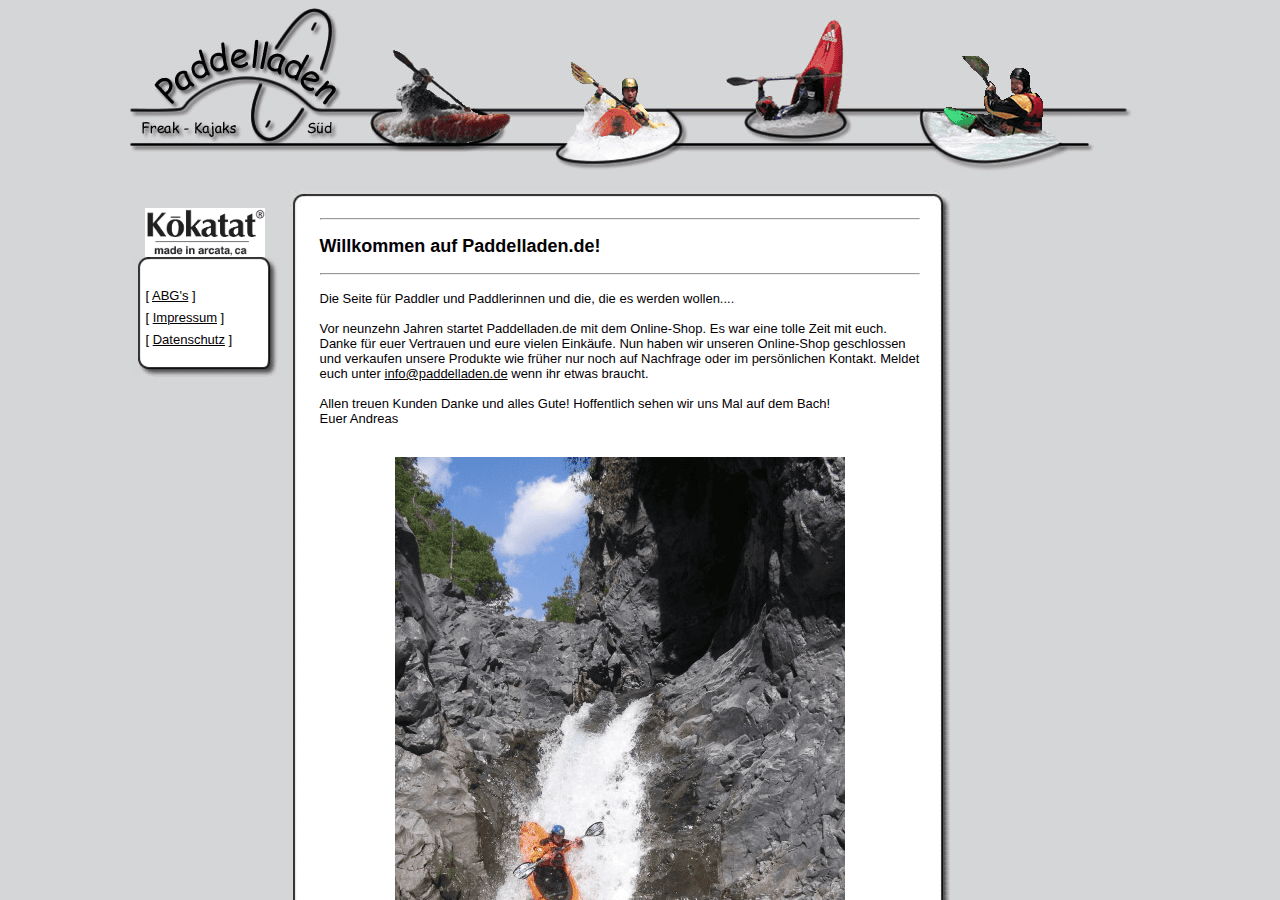 Screenshot of paddelladen.de