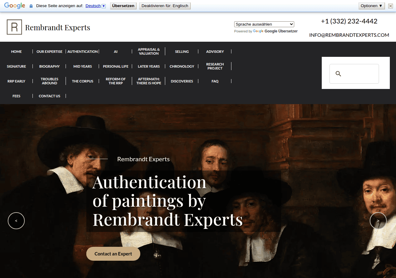 Screenshot of rembrandtexperts.com