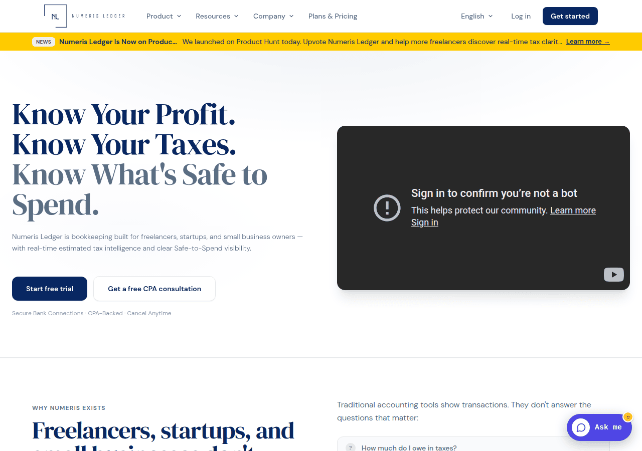 Screenshot of numerisledger.com