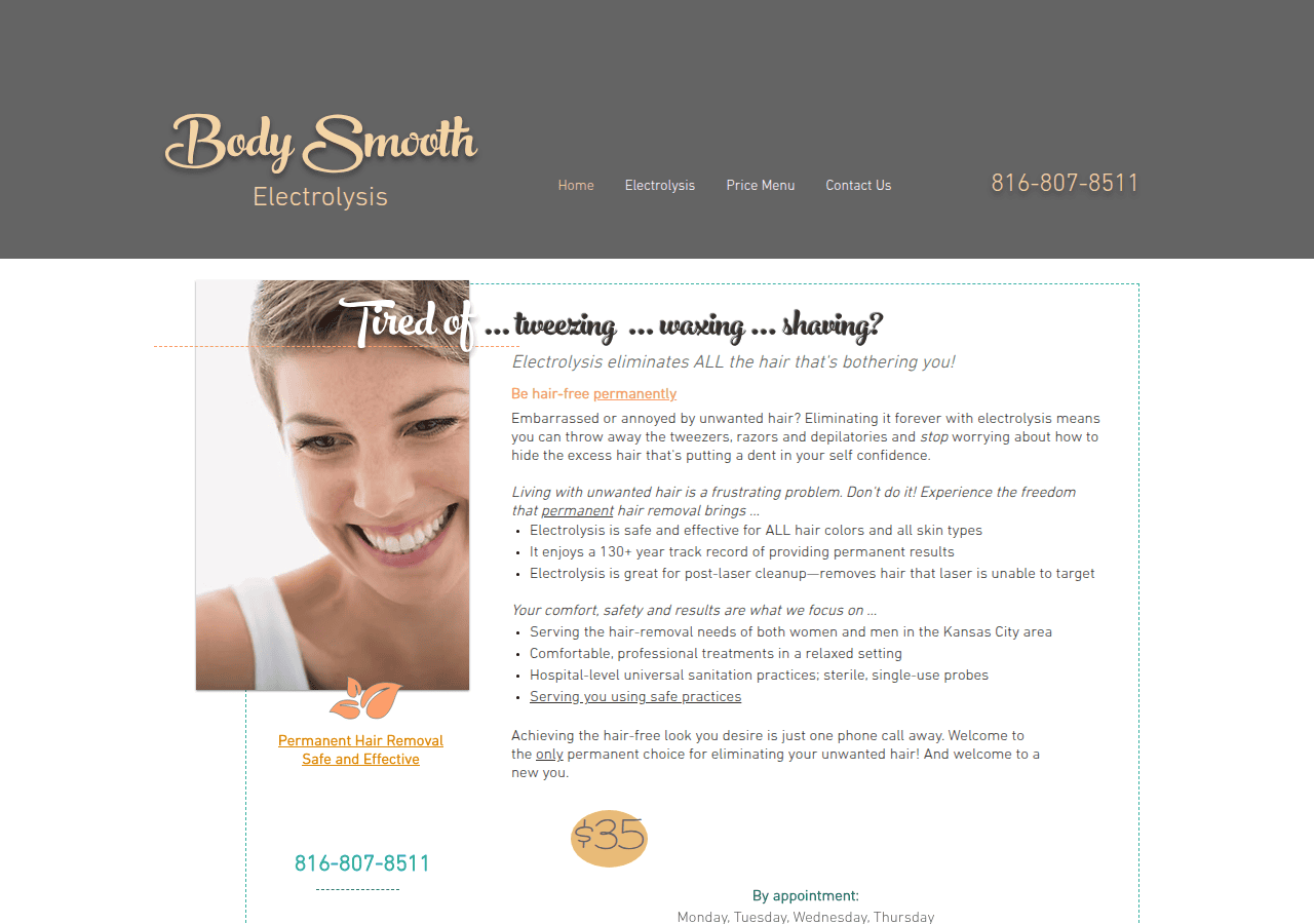 Screenshot of bebodysmooth.com