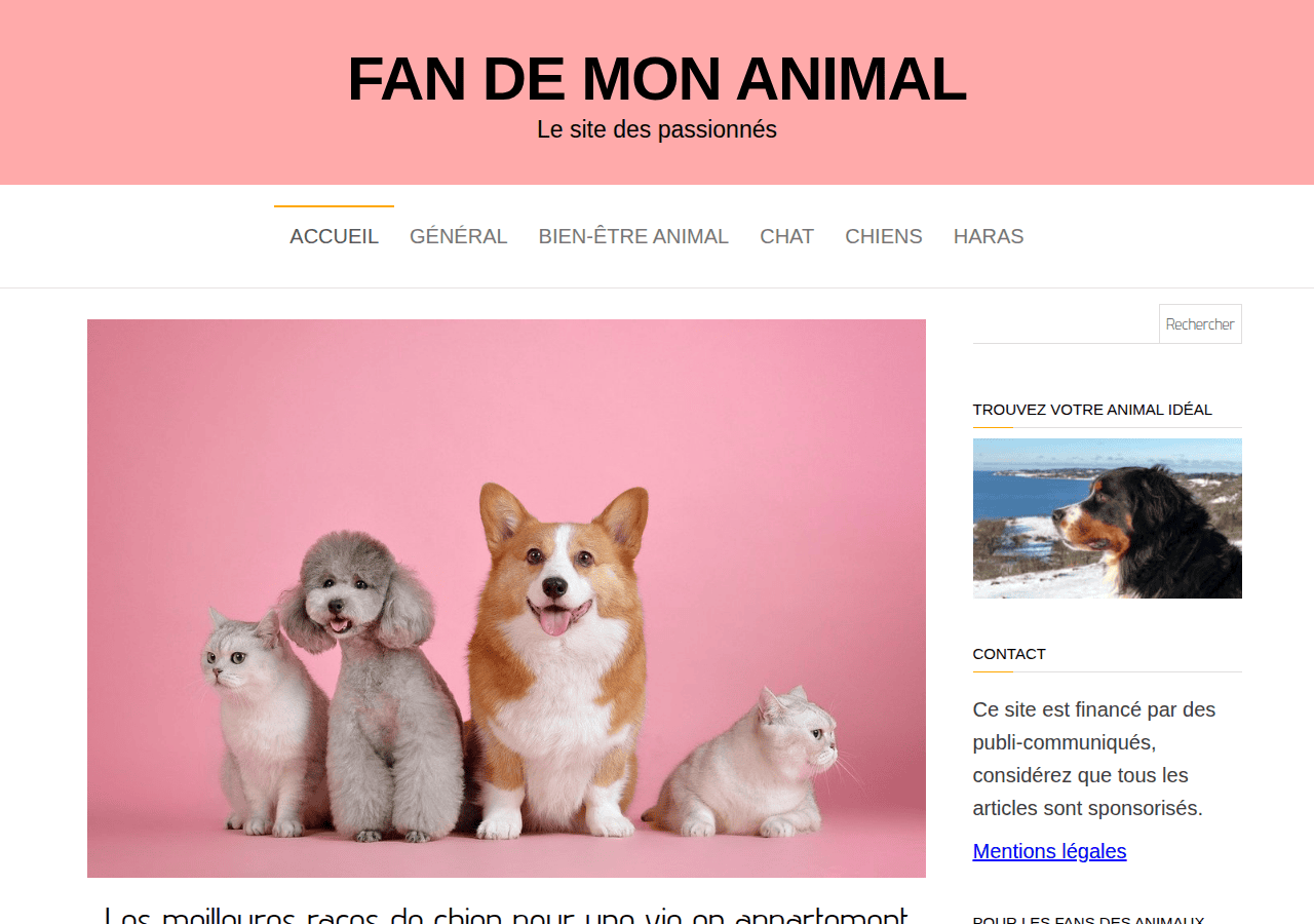 Screenshot of fan-de-mon-animal.fr