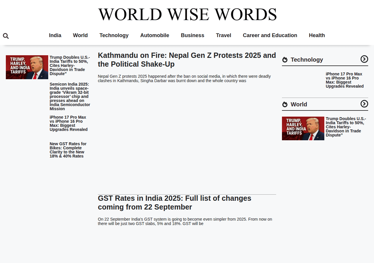 Screenshot of worldwisewords.com