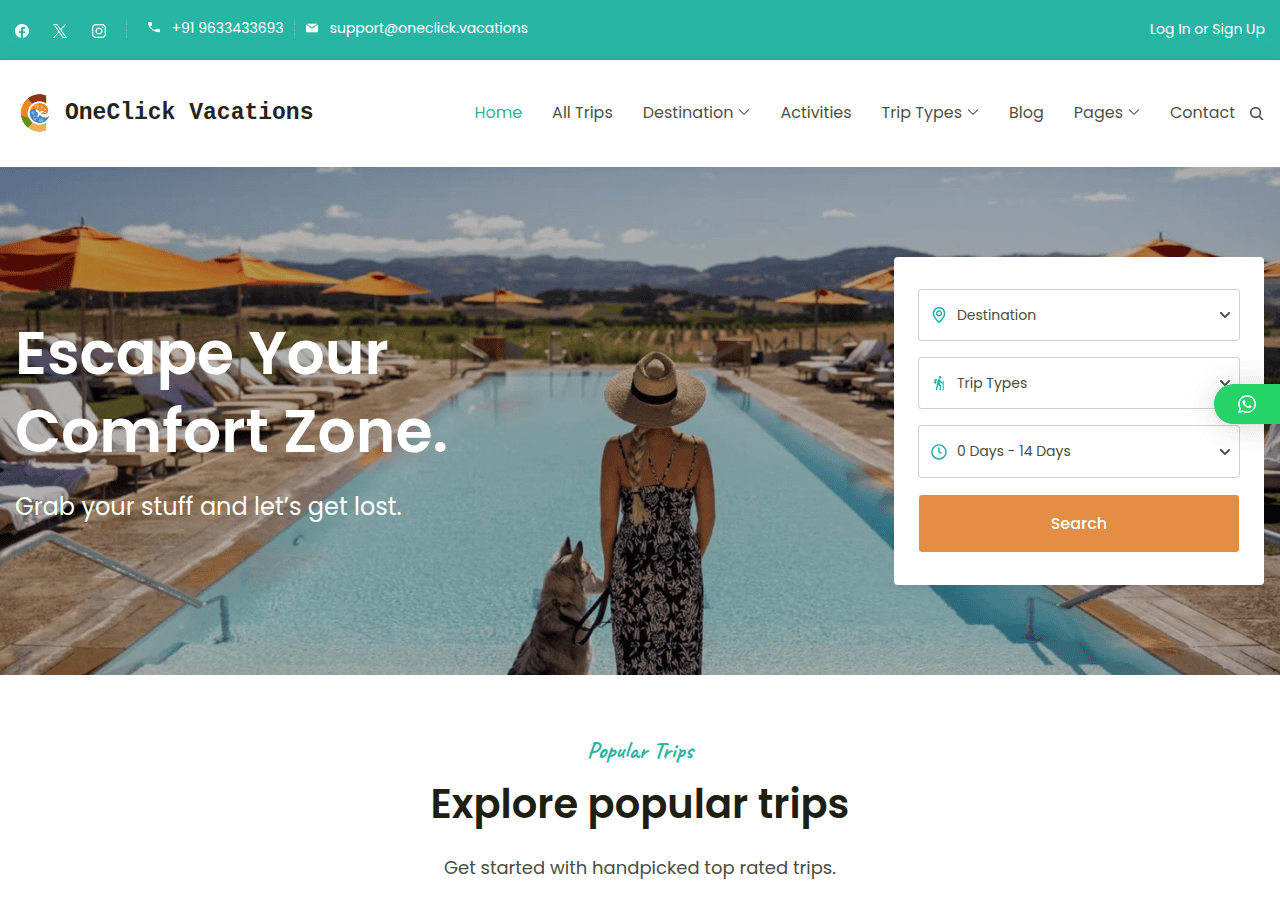 Screenshot of oneclick.vacations