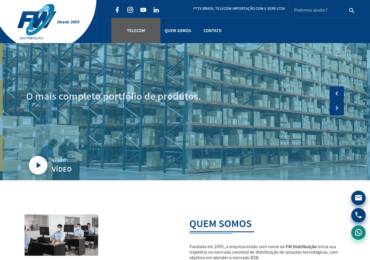 Screenshot of fwdistribuicao.com.br