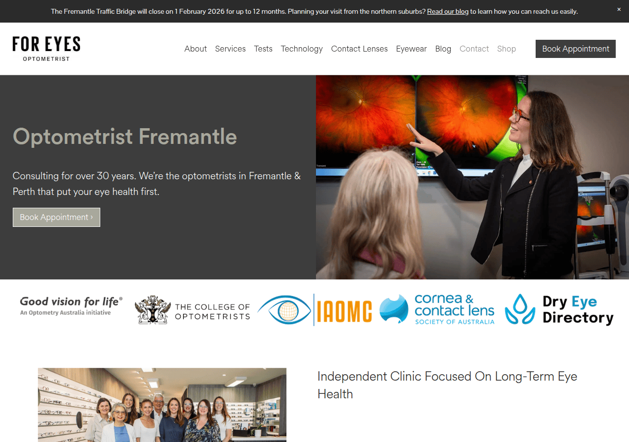 Screenshot of foreyes.com.au