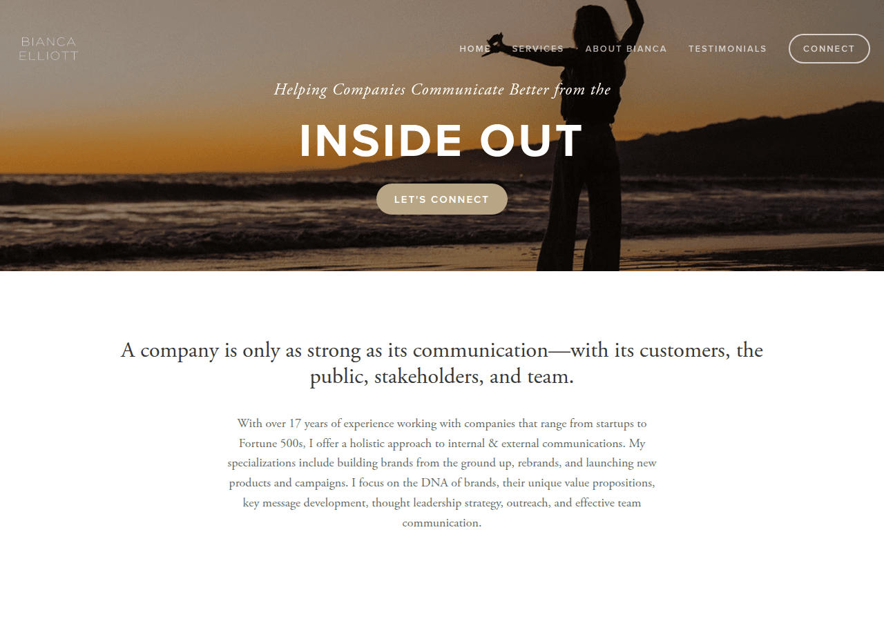 Screenshot of biancaelliott.com