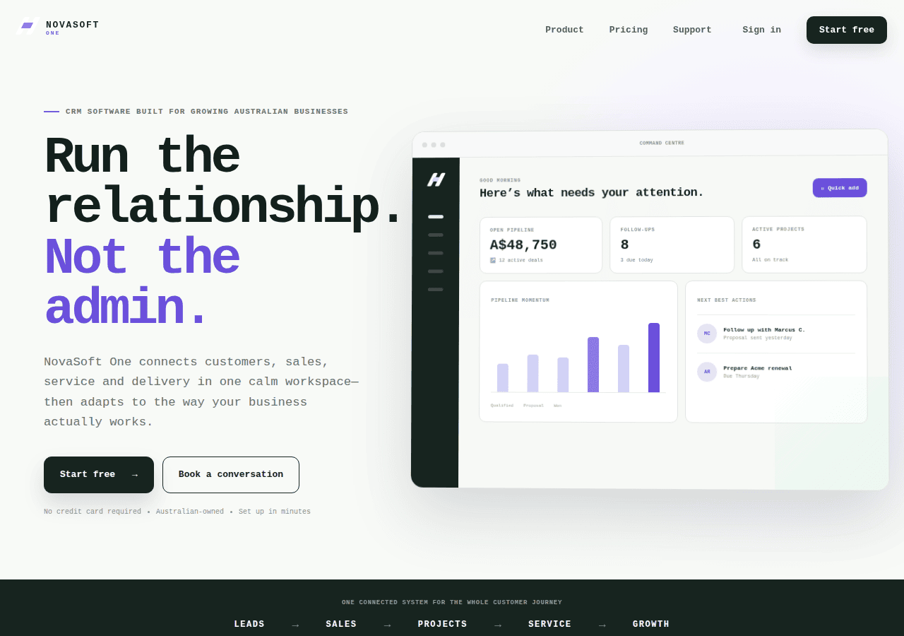 Screenshot of novasoftone.com