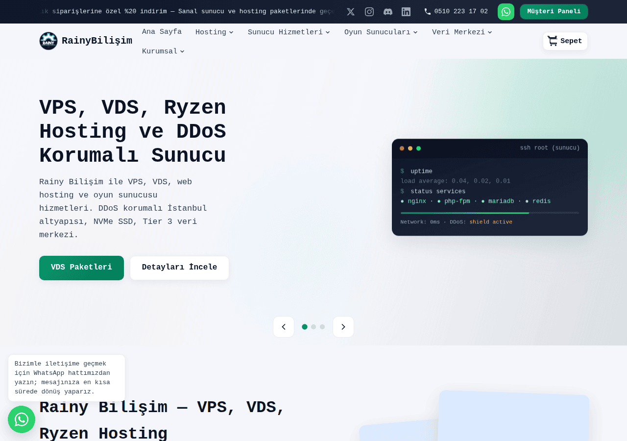 Screenshot of rainybilisim.com