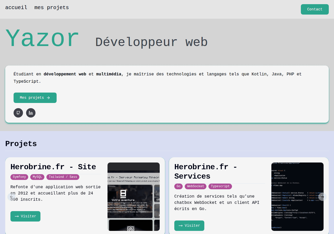 Screenshot of yazor.dev