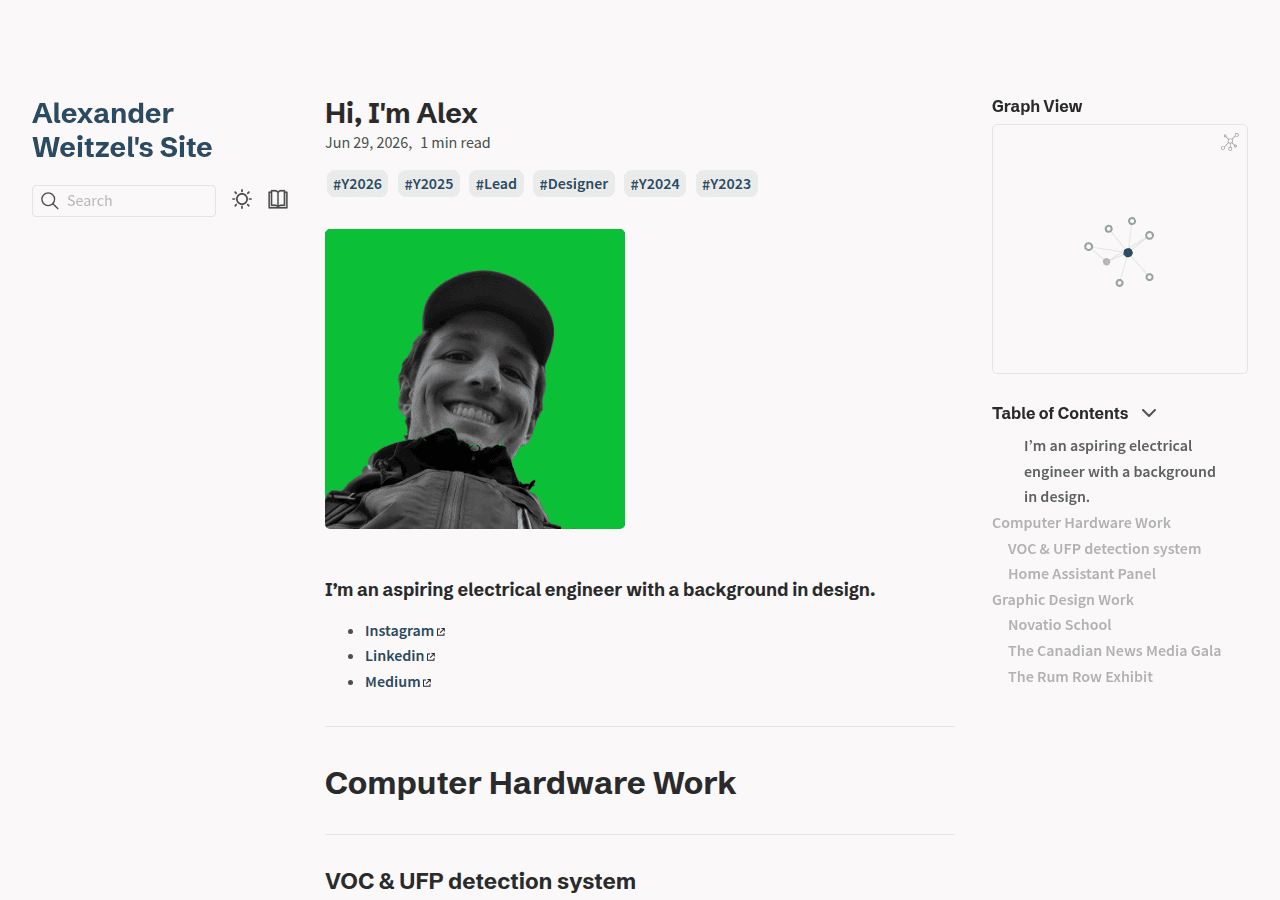 Screenshot of alexanderweitzel.ca