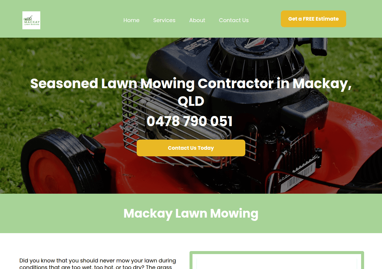 Screenshot of mackaylawnmowing.com