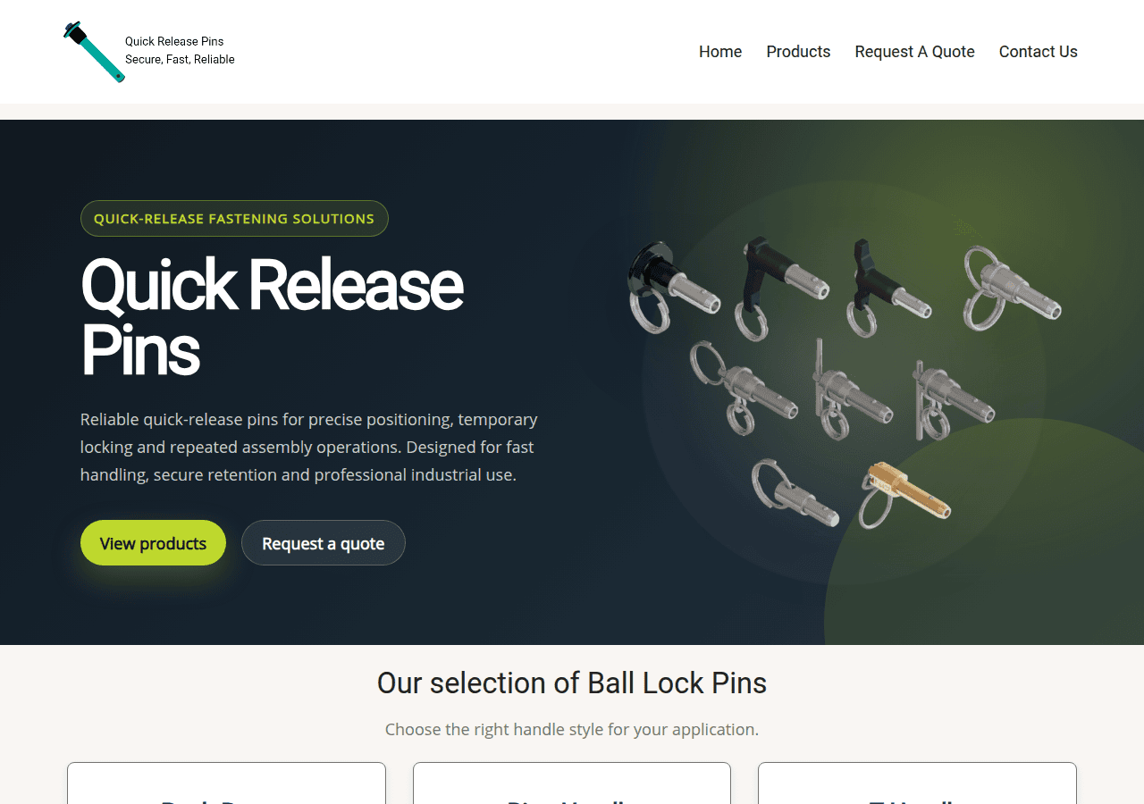 Screenshot of quick-release-pins.com