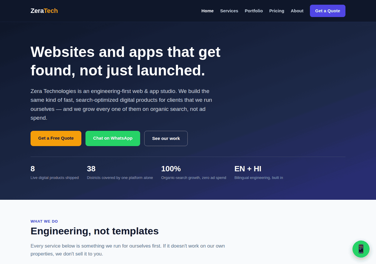 Screenshot of zeratech.io