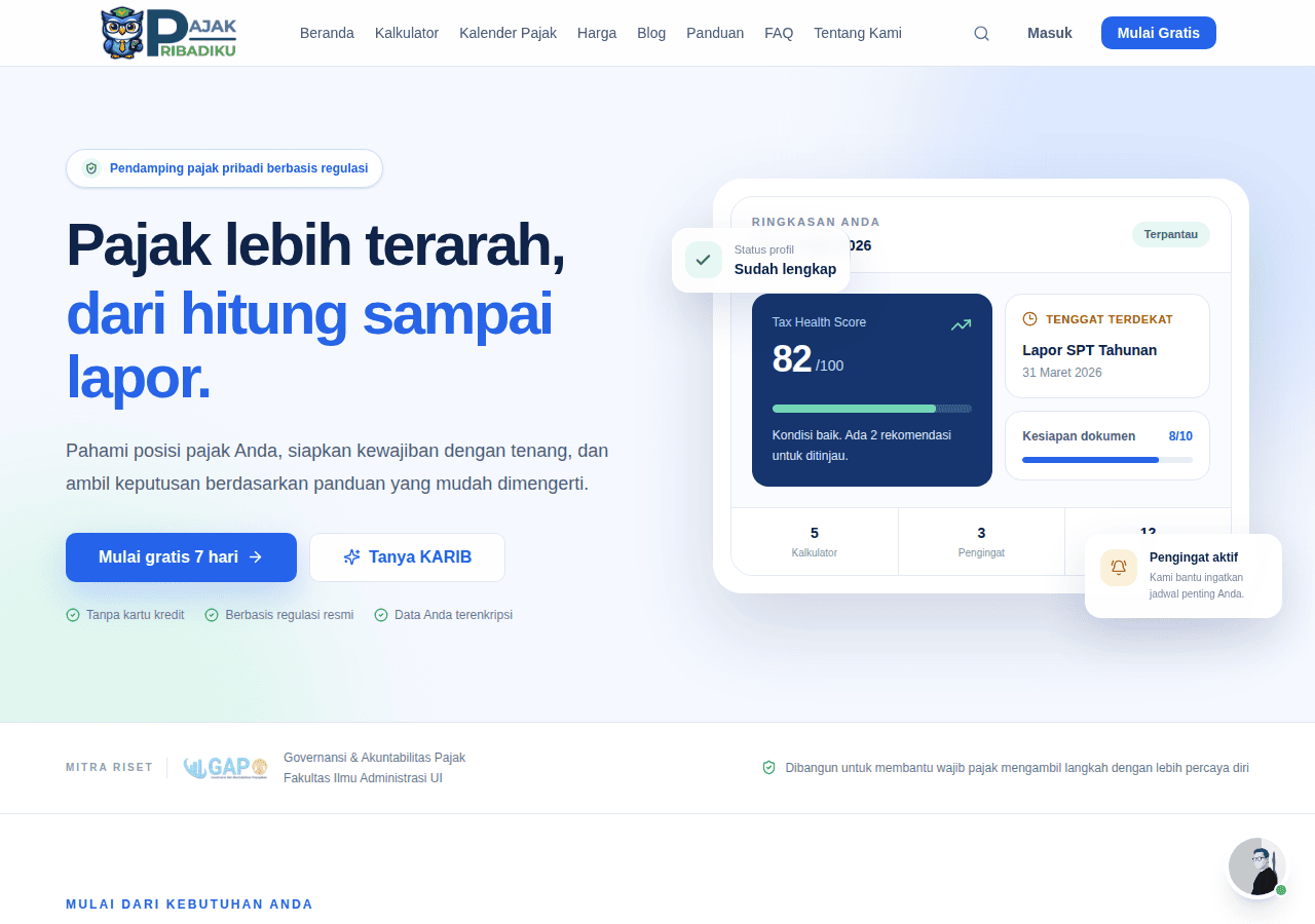 Screenshot of pajakpribadiku.com