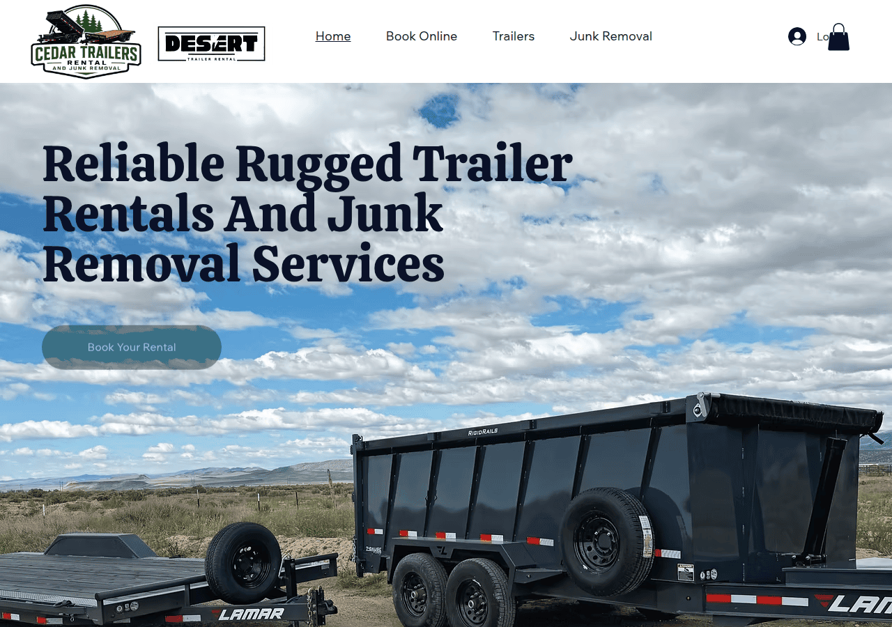 Screenshot of cedartrailerrentals.com