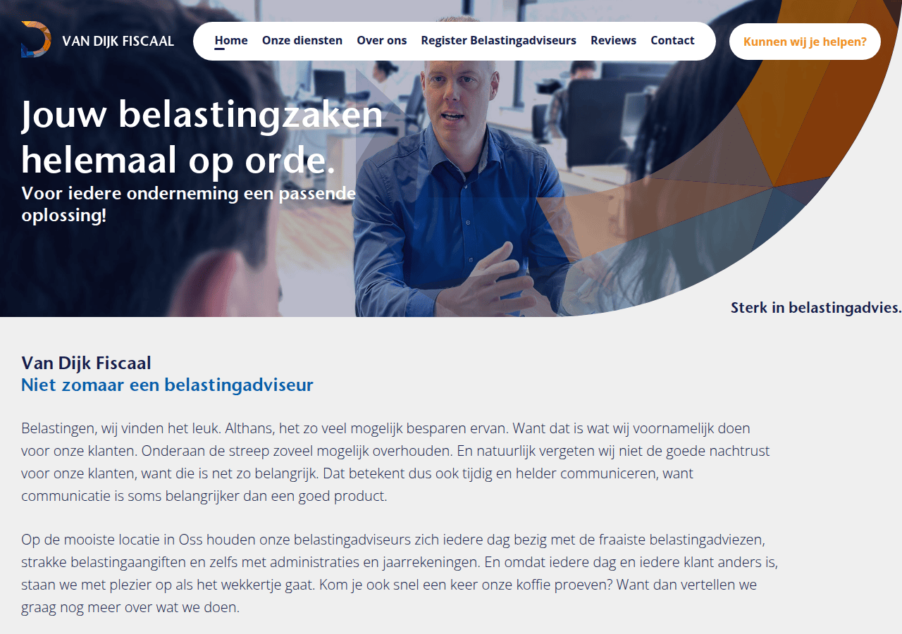 Screenshot of vandijkfiscaal.nl