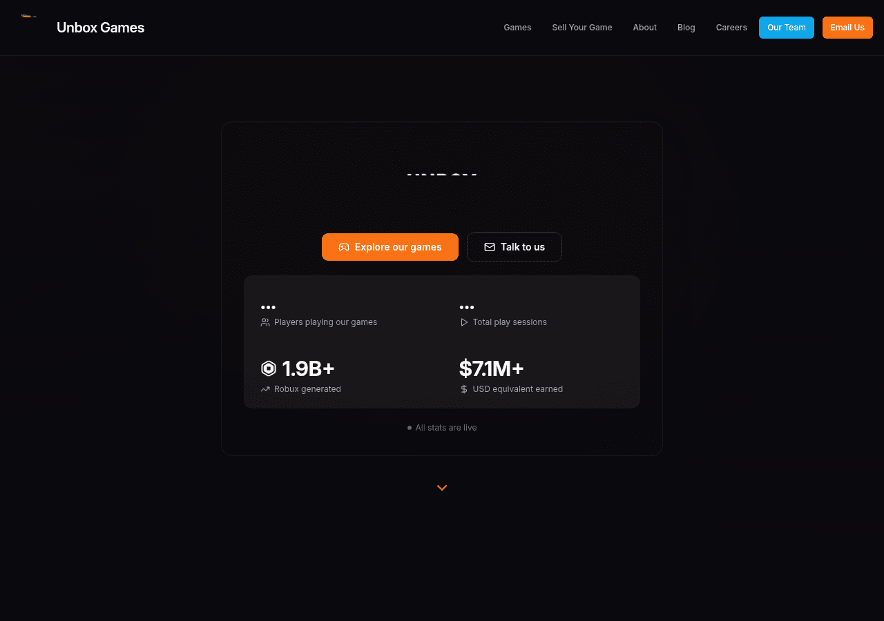 Screenshot of unboxgames.dev
