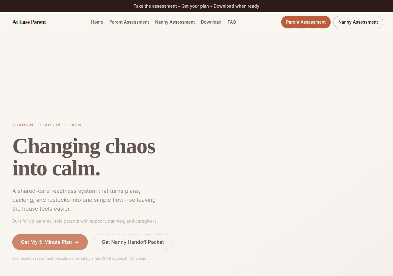 Screenshot of ateaseparent.com