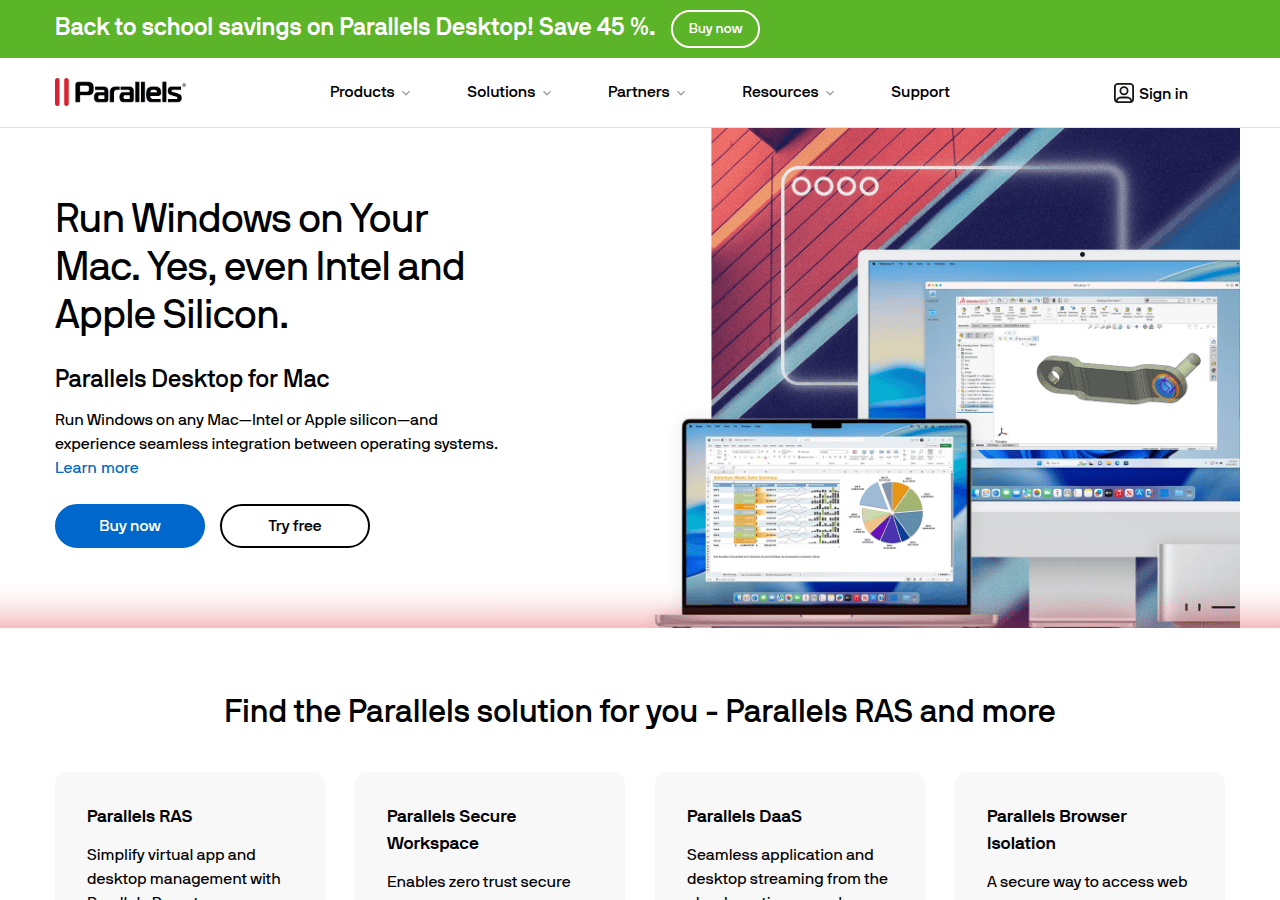 Screenshot of parallels.com