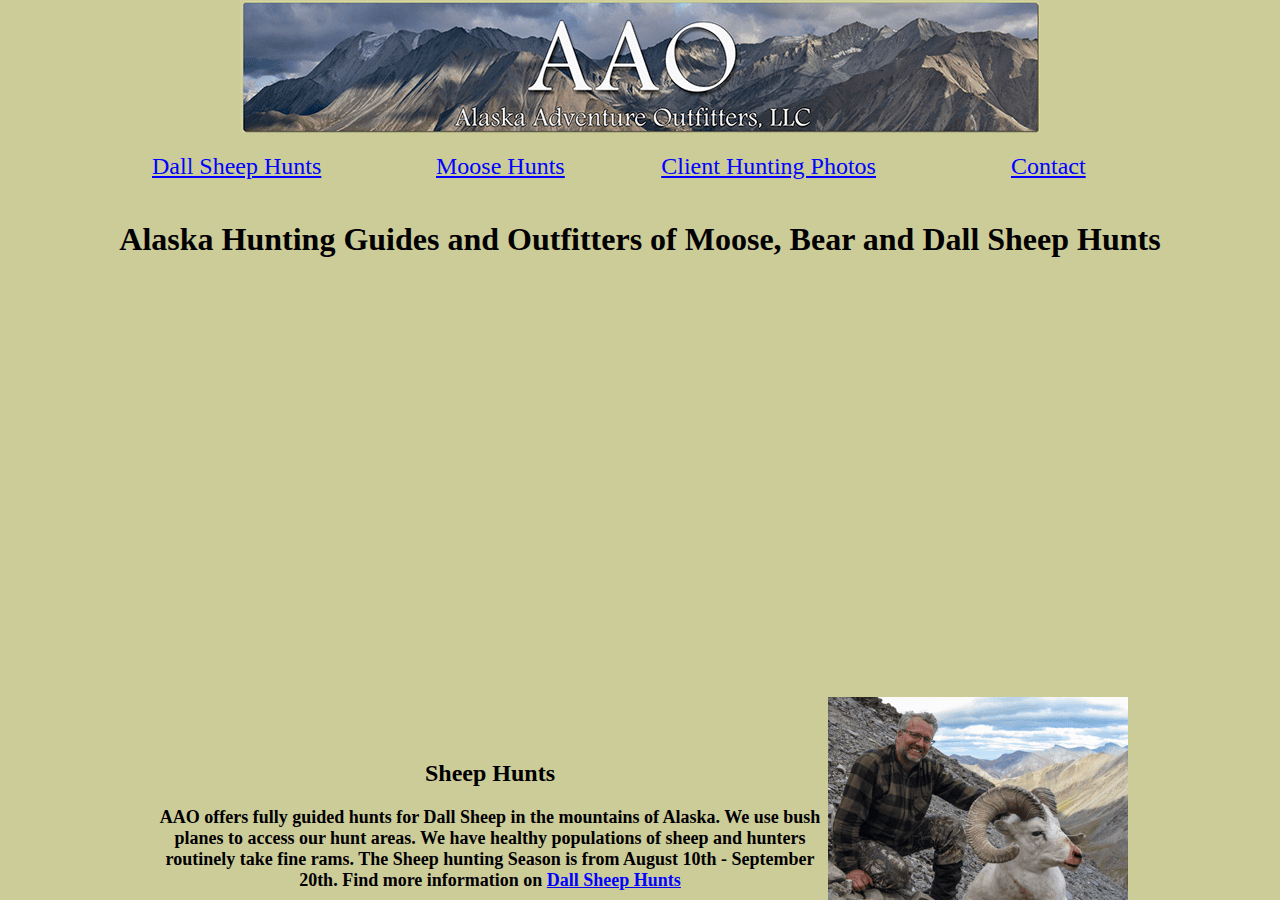 Screenshot of alaskaadventureoutfitters.com