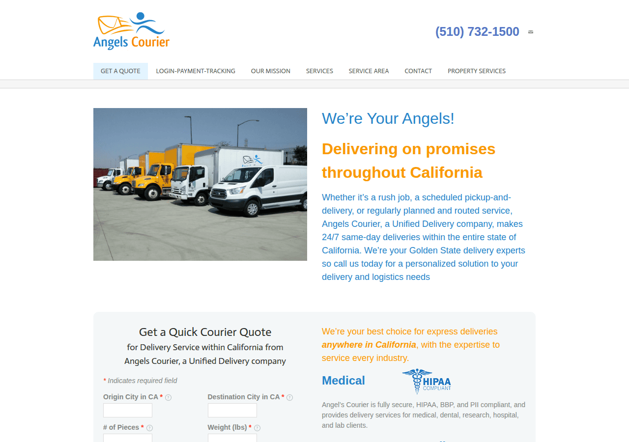 Screenshot of angelscourier.com