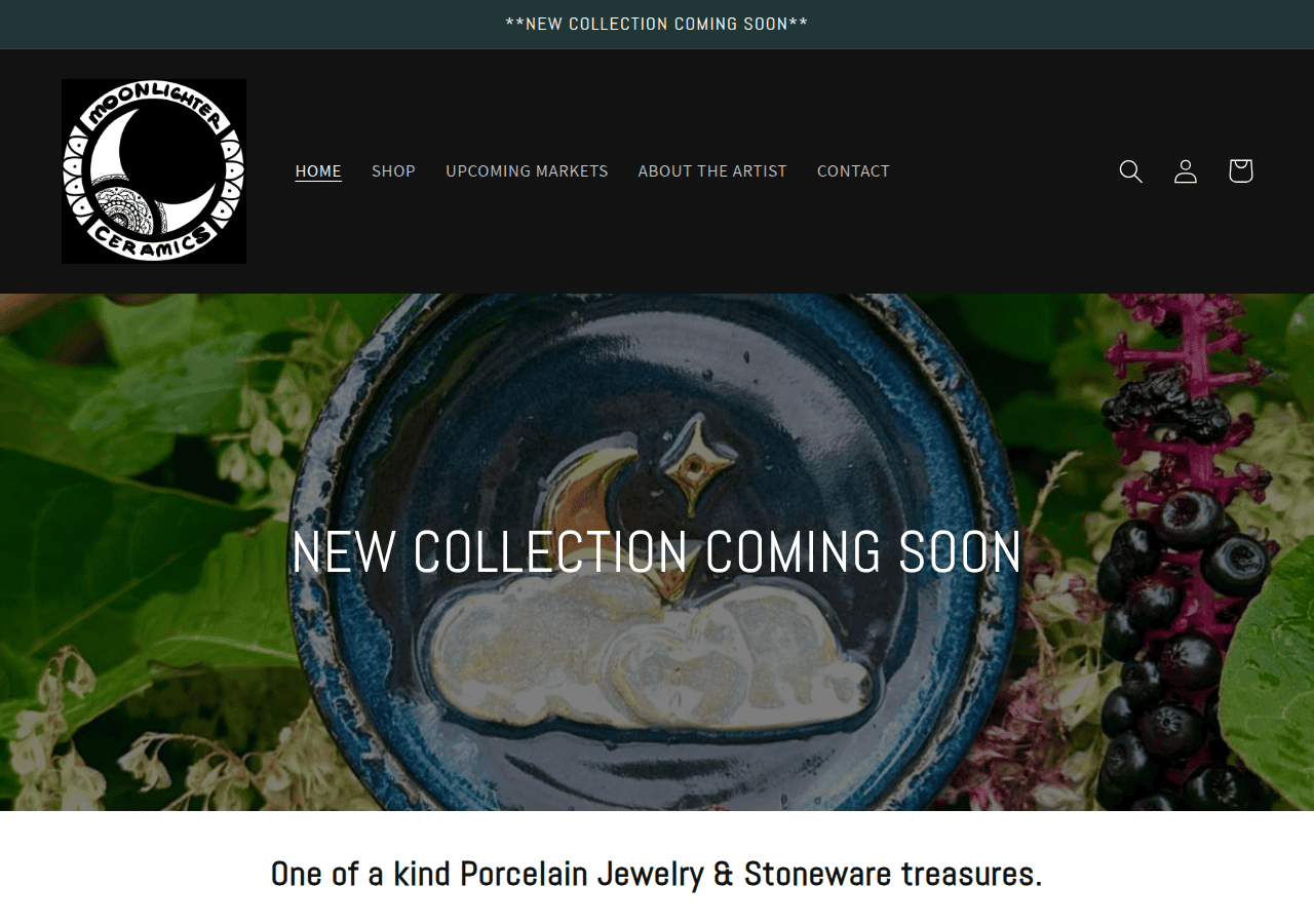 Screenshot of moonlighterceramics.com