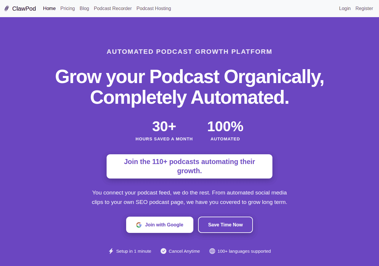 Screenshot of clawpod.com