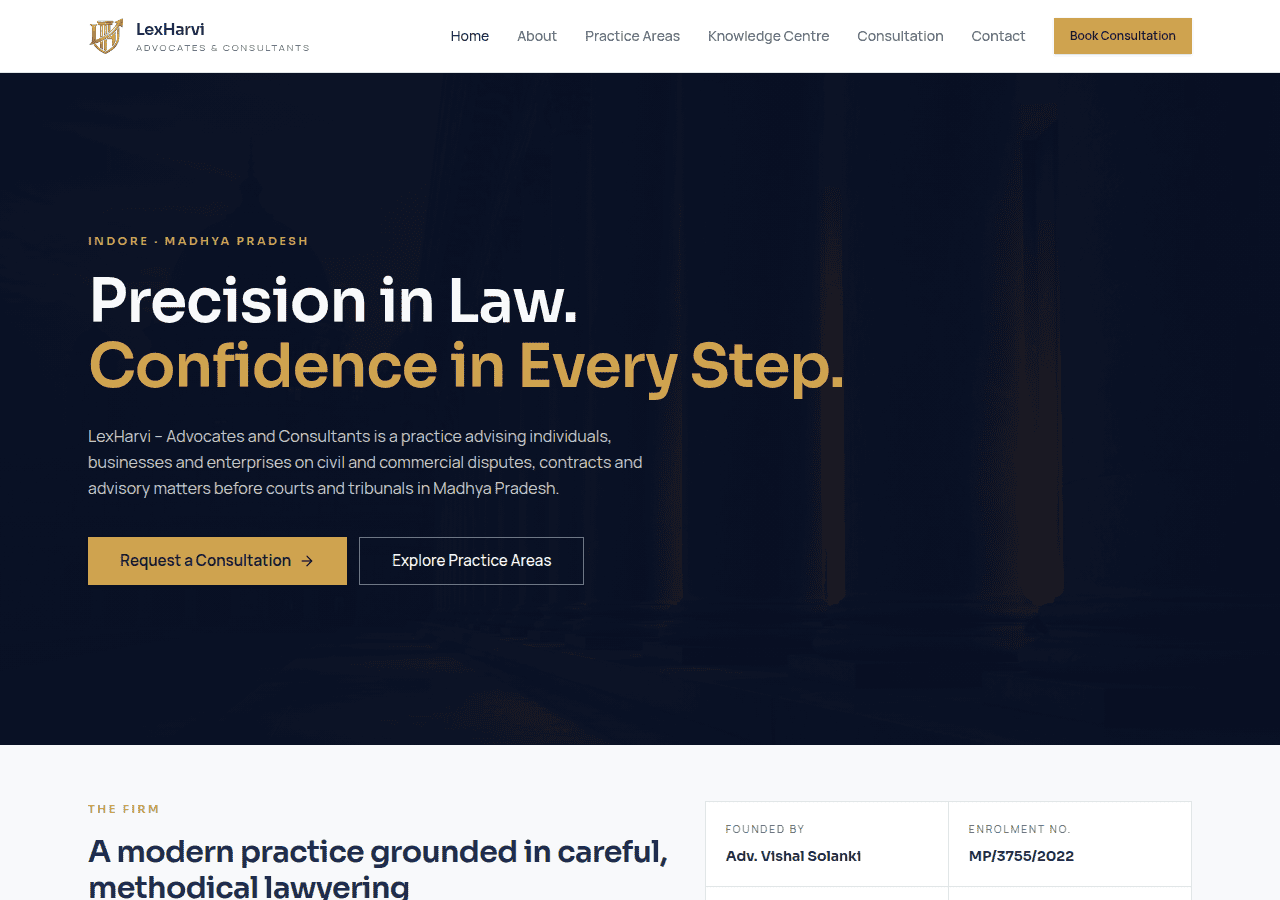 Screenshot of lexharvi.co.in