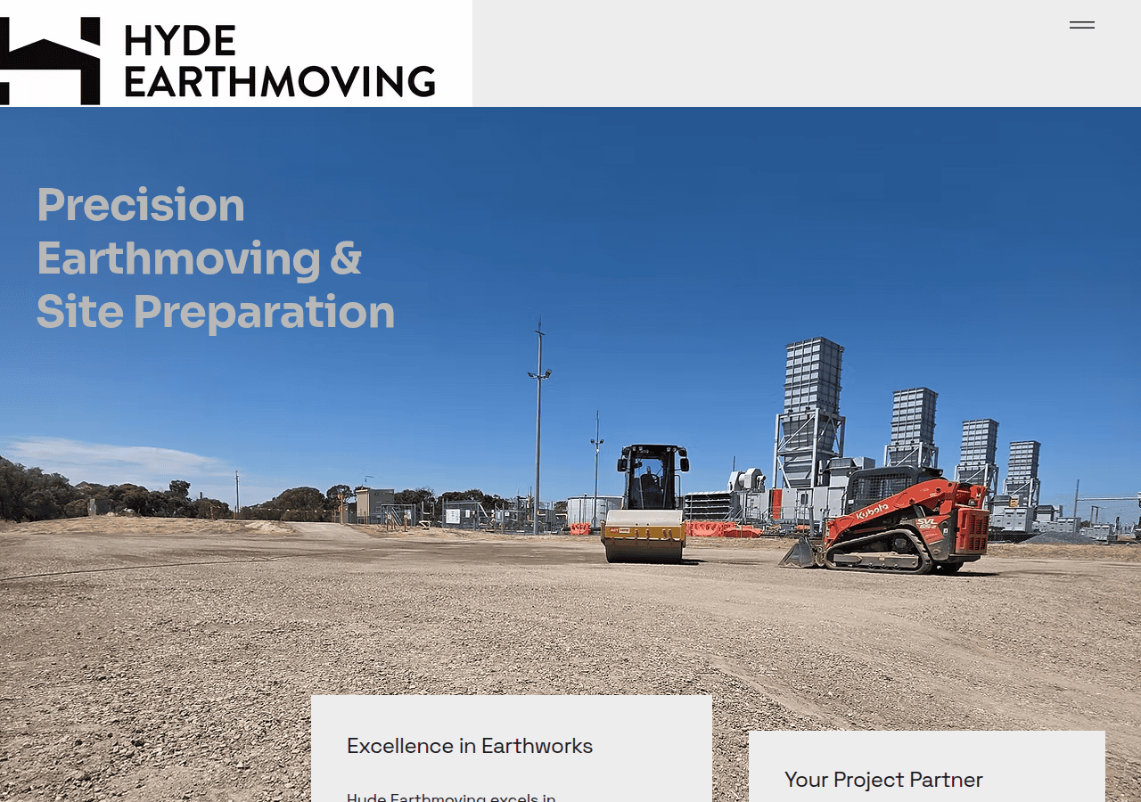 Screenshot of hydeearthmoving.com