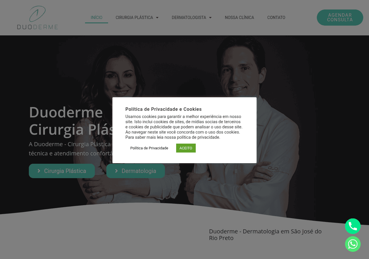 Screenshot of clinicaduoderme.com.br