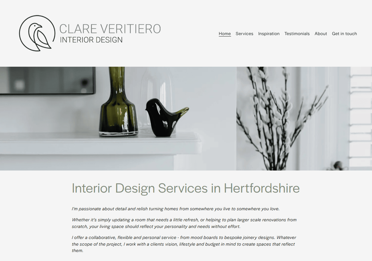 Screenshot of clarevinteriors.co.uk