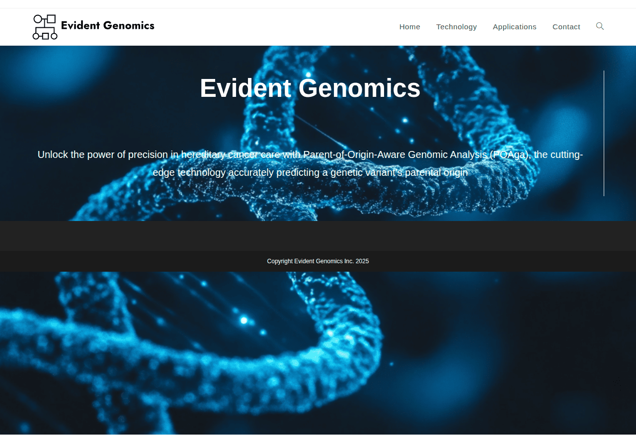 Screenshot of evidentgenomics.com