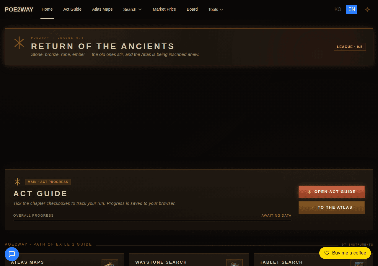 Screenshot of poe2way.com