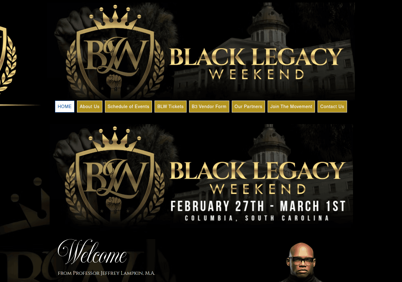 Screenshot of blacklegacyweekend.com