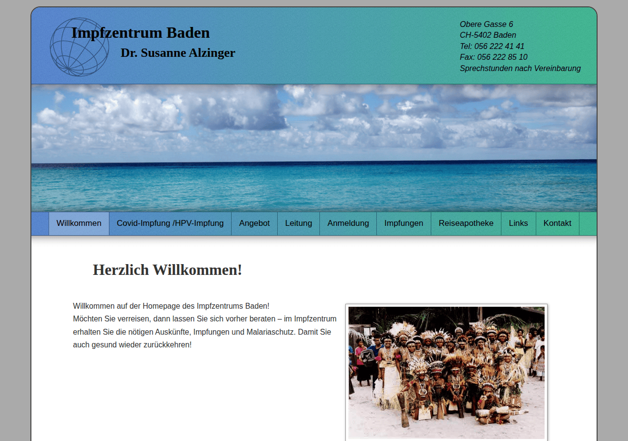 Screenshot of impfzentrum.ch