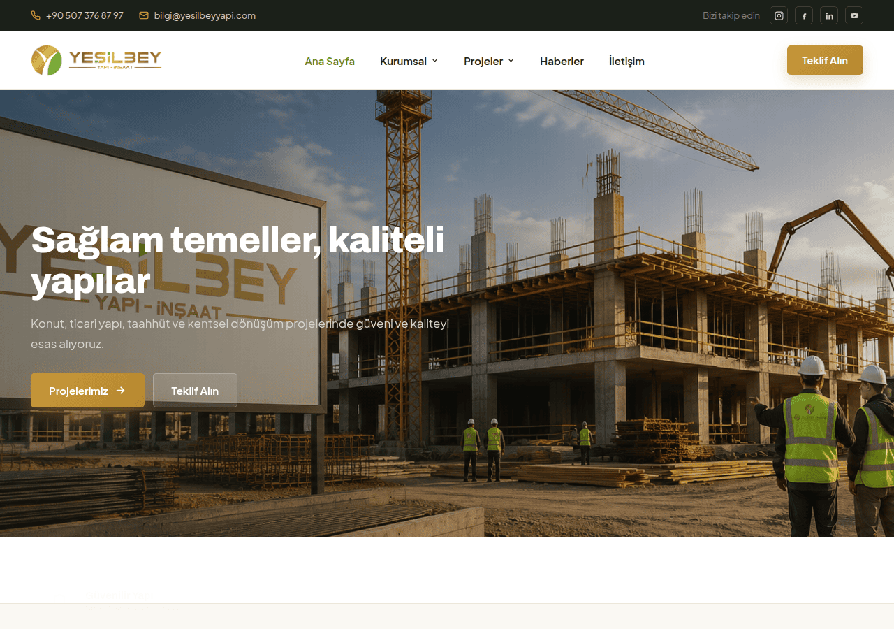 Screenshot of yesilbeyinsaat.com