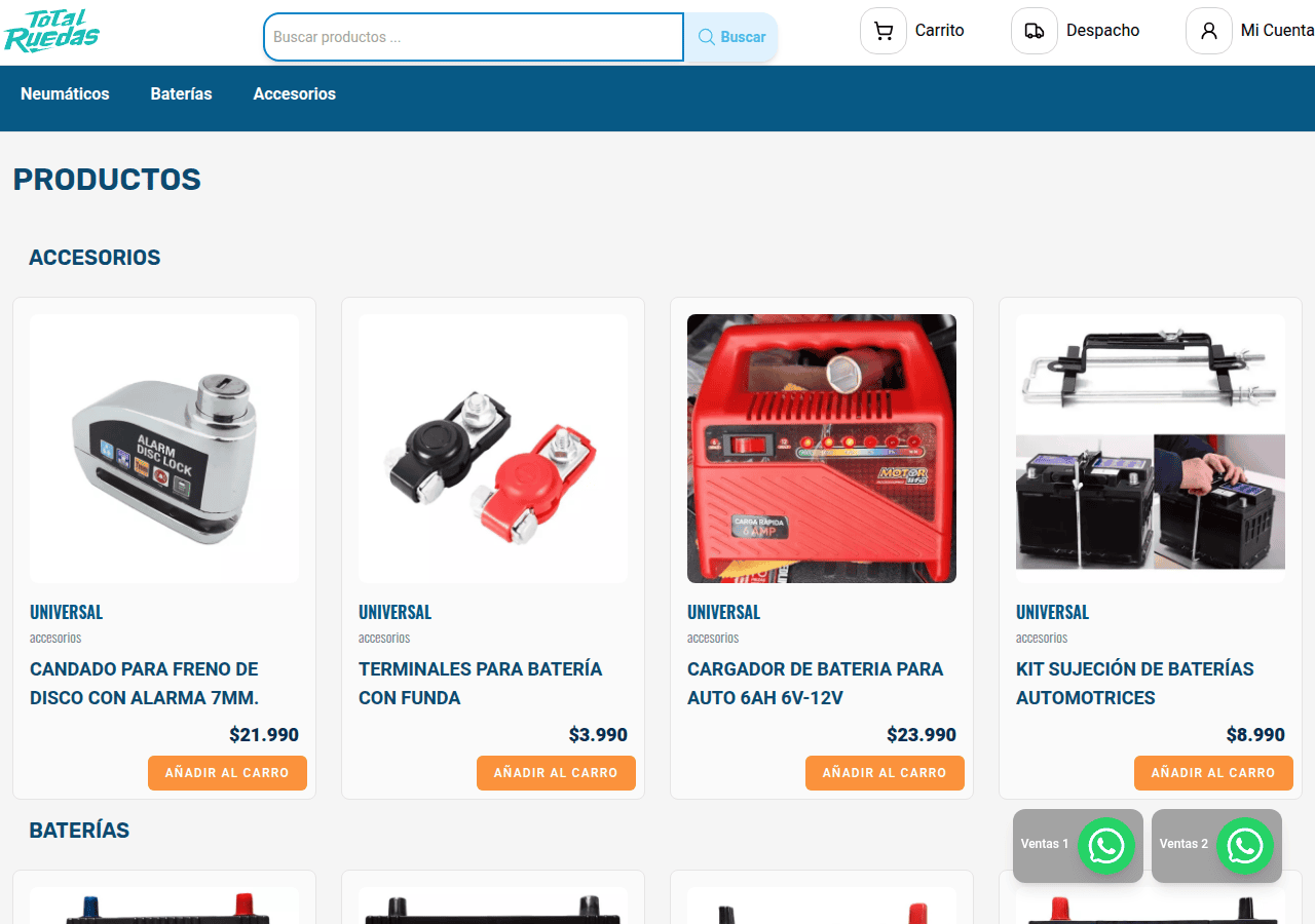 Screenshot of totalruedas.cl