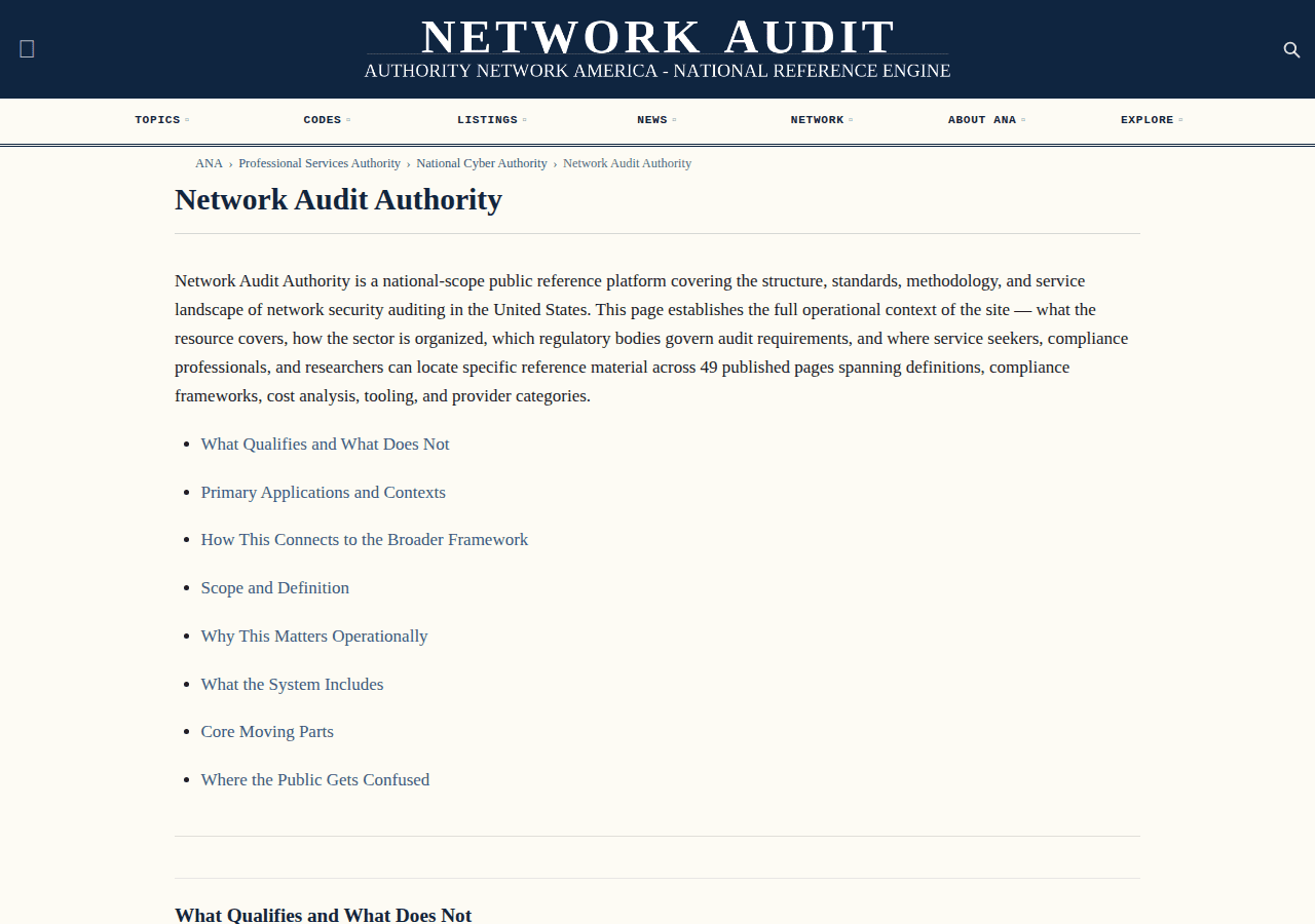 Screenshot of networkauditauthority.com