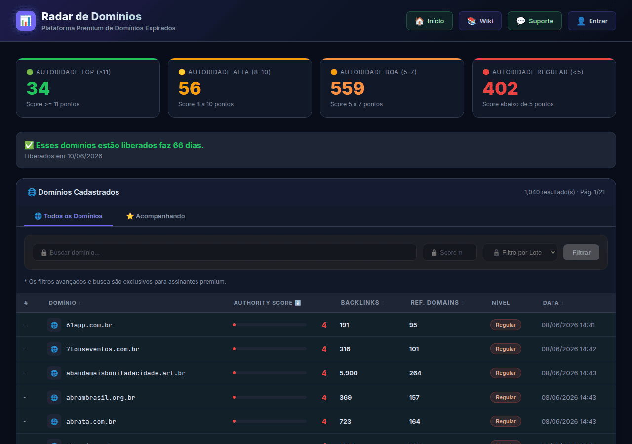 Screenshot of radardominios.com.br