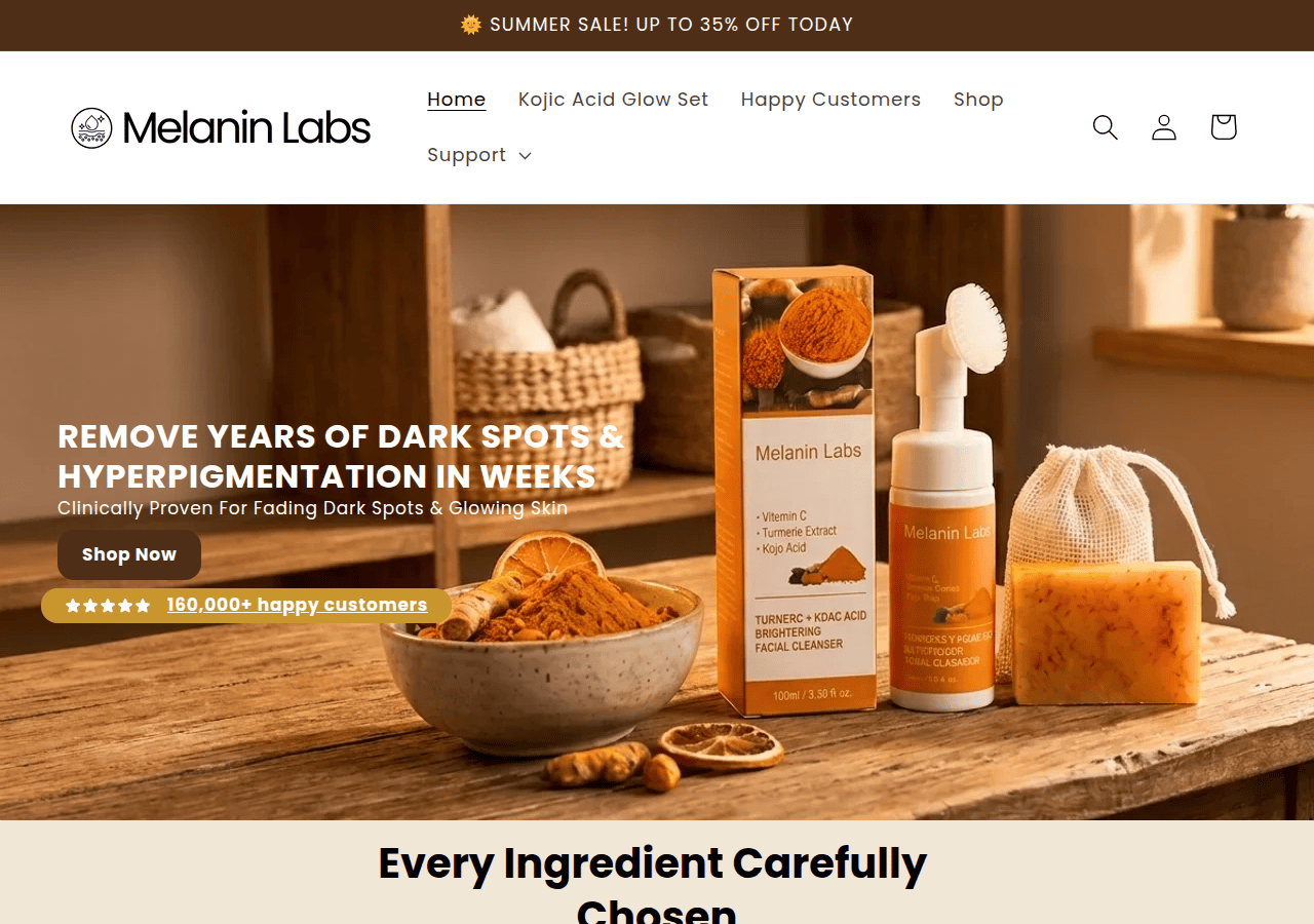 Screenshot of trymelaninlabs.com