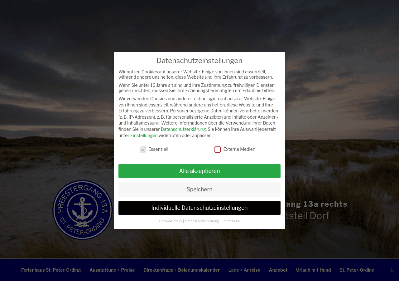 Screenshot of ferienhaus-preestergang-stpeterording.de