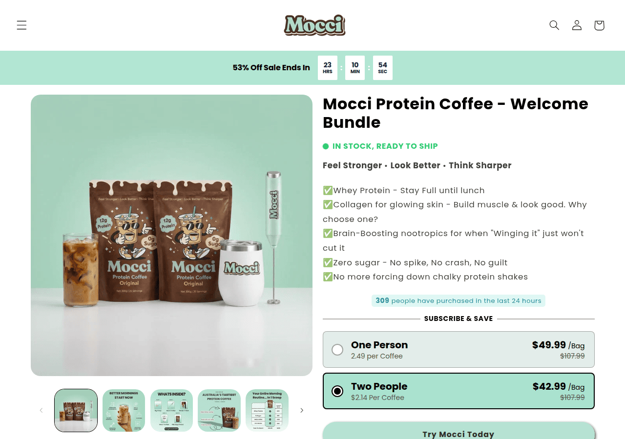 Screenshot of moccicoffee.com